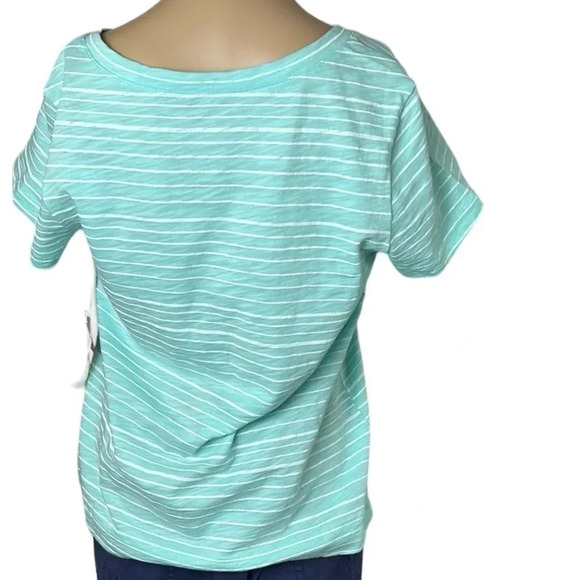 Habitat. ESCAPE. V neck tee shirt with cap sleeves, striped , boxy , relax fit - Picture 5 of 8